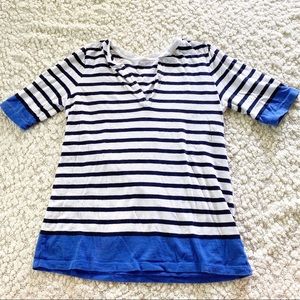J. Crew Factory Cotton Navy White Stripe Top, M